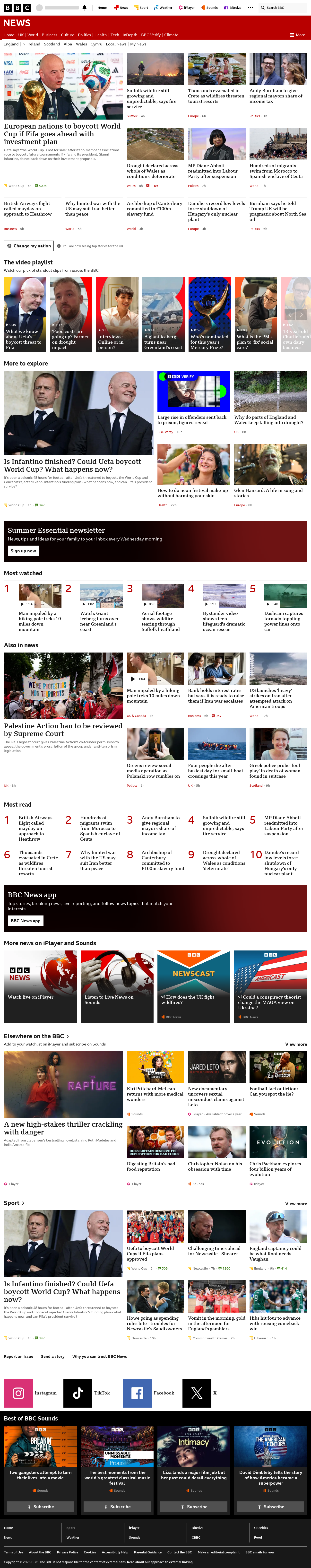 BBC News snapshot from Friday, 31 July 2026 at 00:00