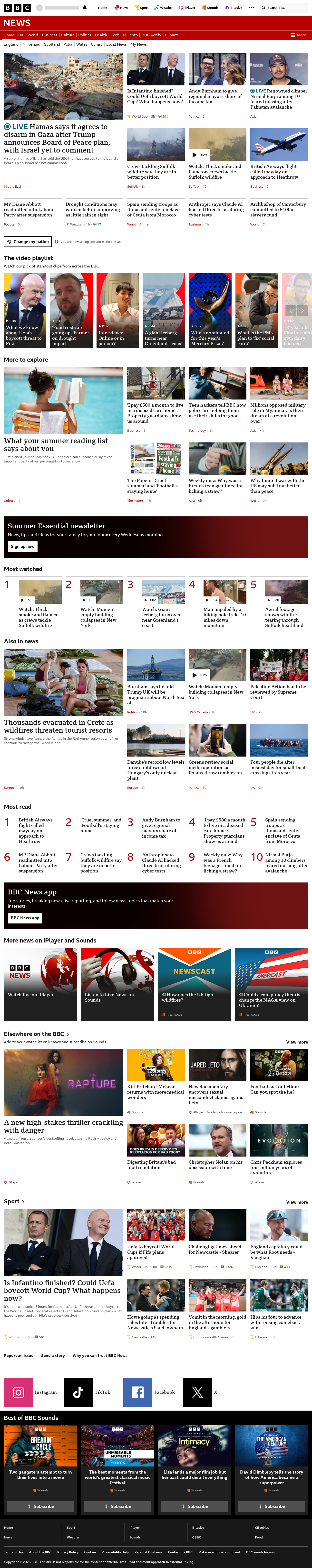 BBC News snapshot from Friday, 31 July 2026 at 04:00