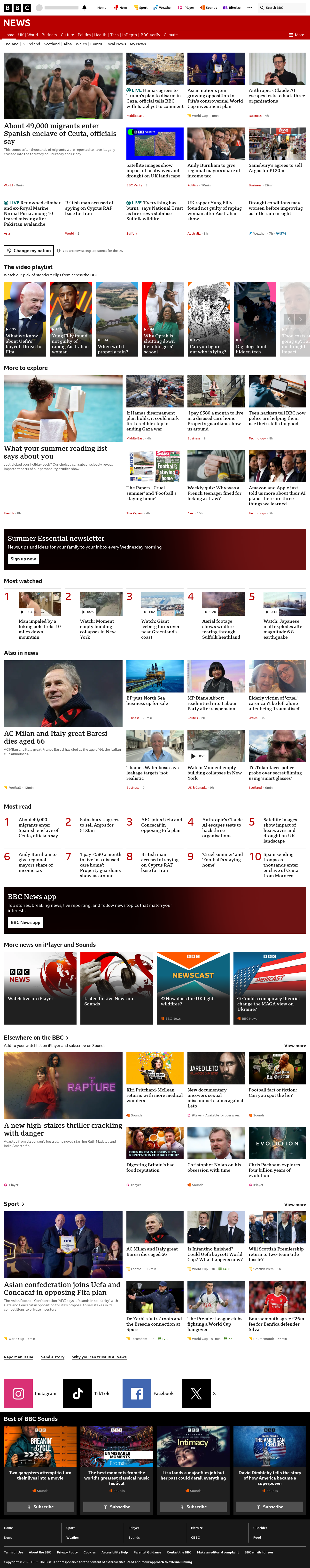 BBC News snapshot from Friday, 31 July 2026 at 10:00