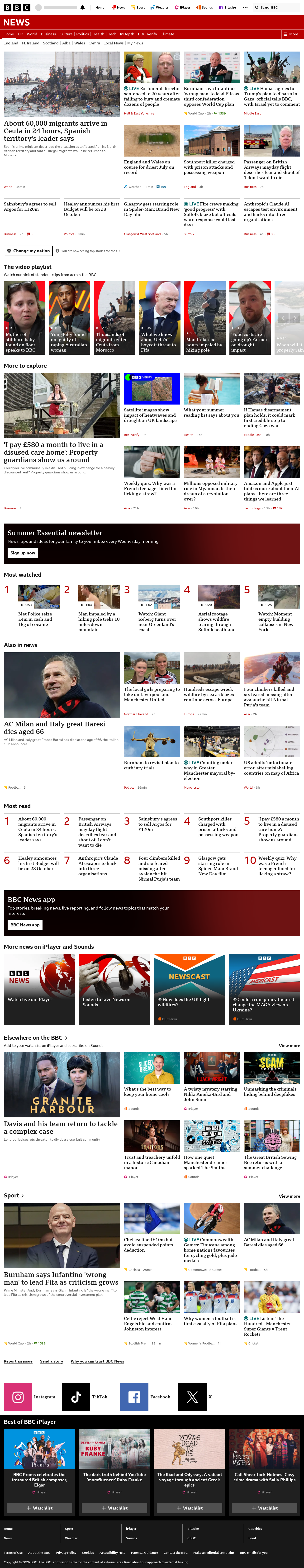 BBC News snapshot from Friday, 31 July 2026 at 16:00