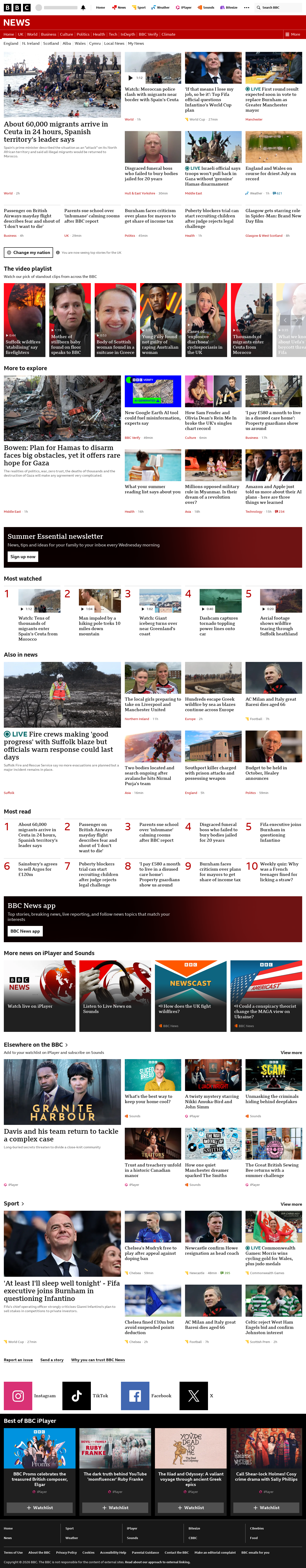 BBC News snapshot from Friday, 31 July 2026 at 18:00