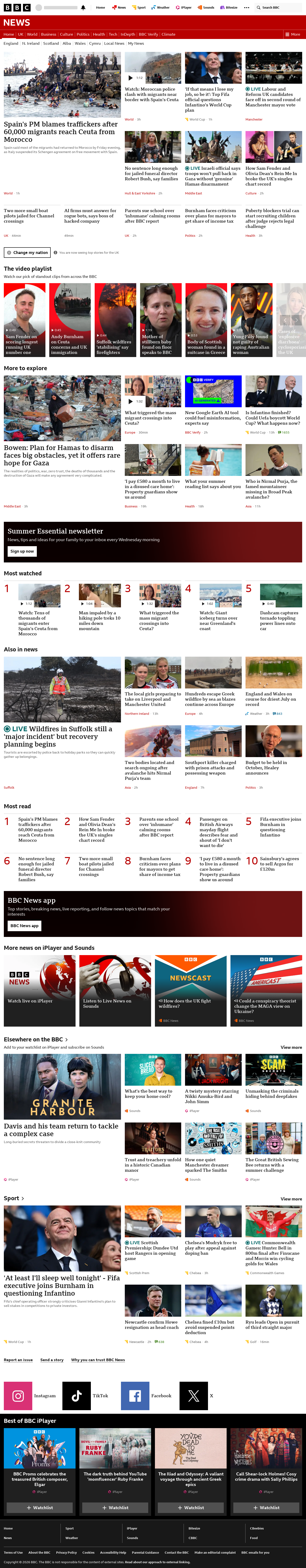 BBC News snapshot from Friday, 31 July 2026 at 20:00