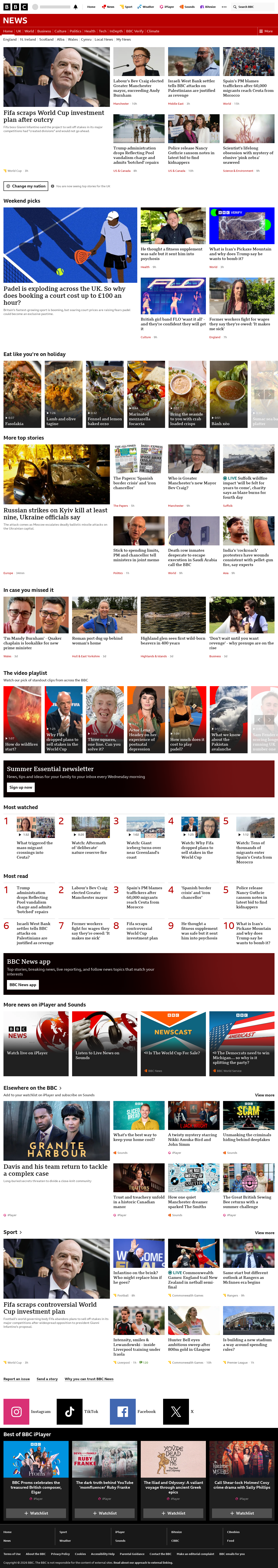 BBC News snapshot from Saturday, 1 August 2026 at 10:00