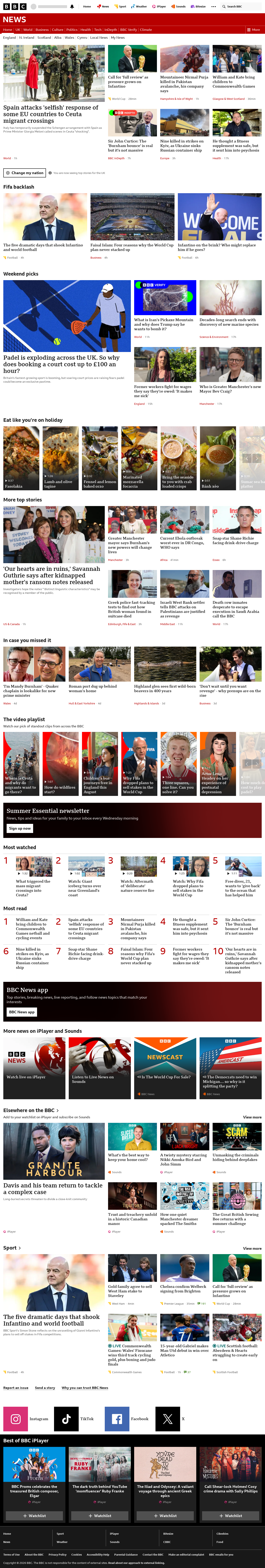 BBC News snapshot from Saturday, 1 August 2026 at 18:00