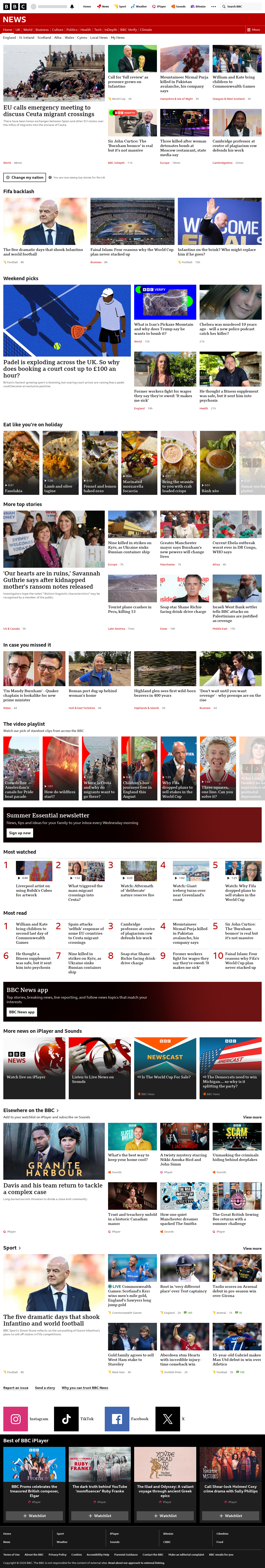 BBC News snapshot from Saturday, 1 August 2026 at 22:00
