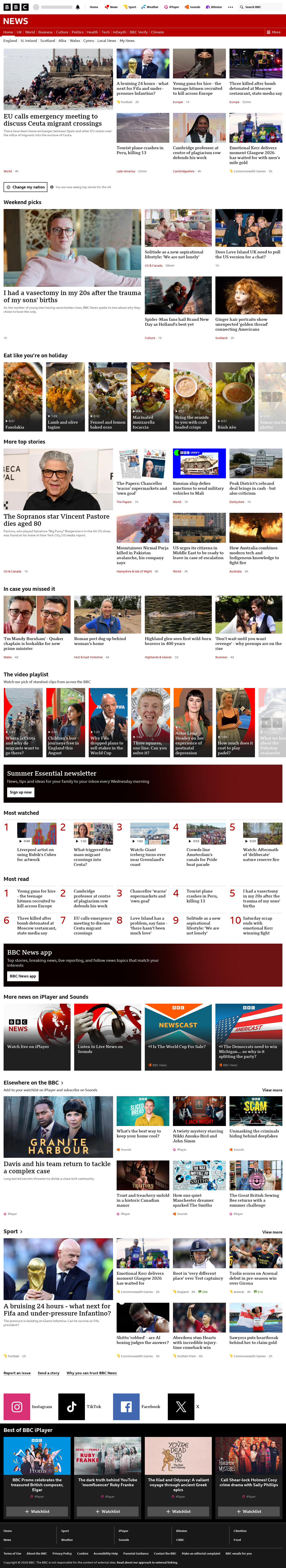 BBC News snapshot from Sunday, 2 August 2026 at 02:00