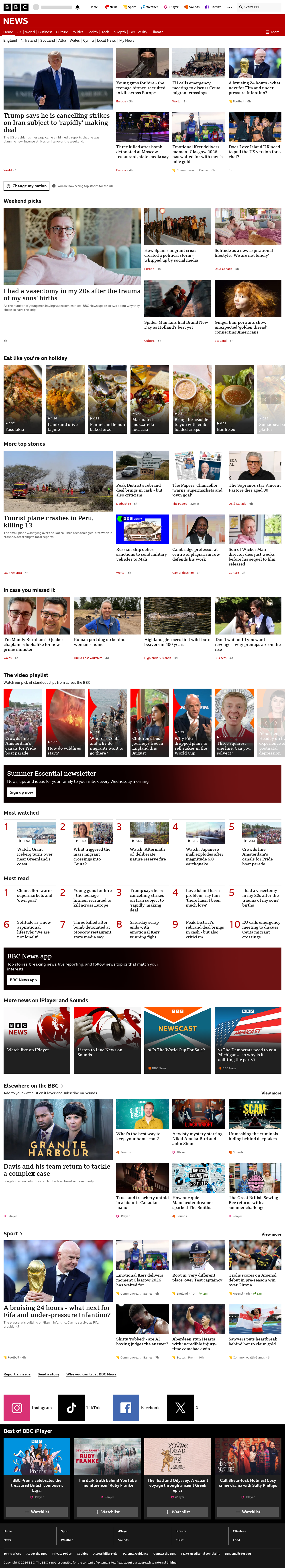 BBC News snapshot from Sunday, 2 August 2026 at 06:00