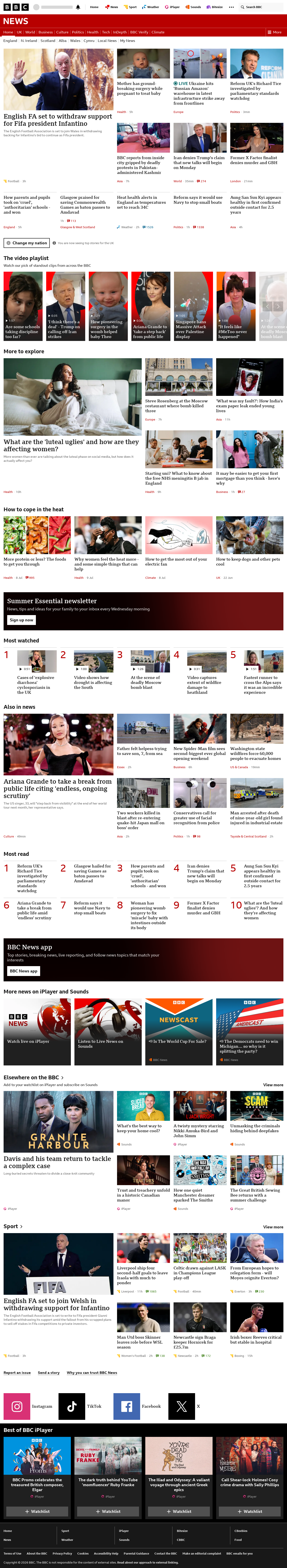 BBC News snapshot from Monday, 3 August 2026 at 12:00