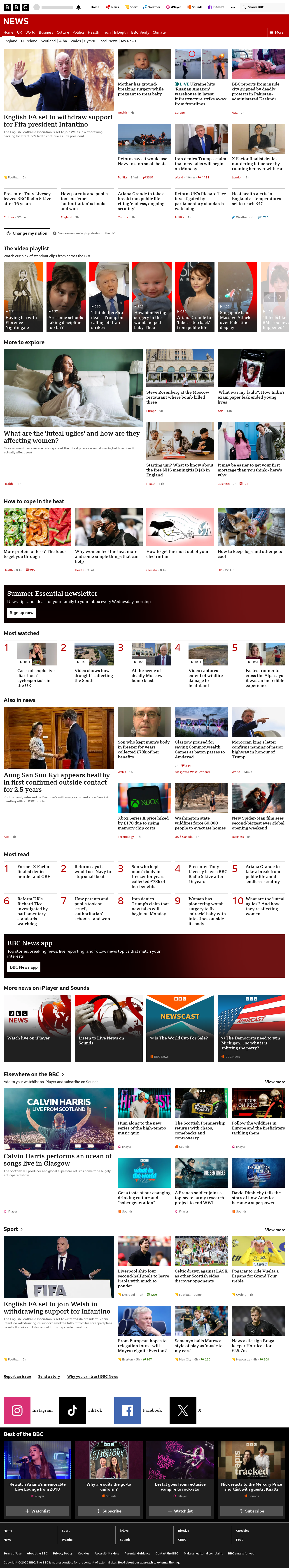 BBC News snapshot from Monday, 3 August 2026 at 14:00