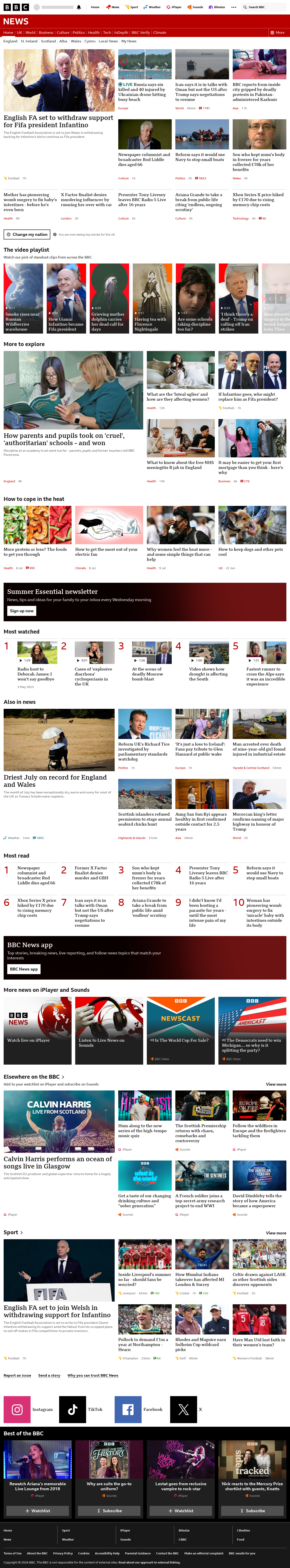 BBC News snapshot from Monday, 3 August 2026 at 16:00