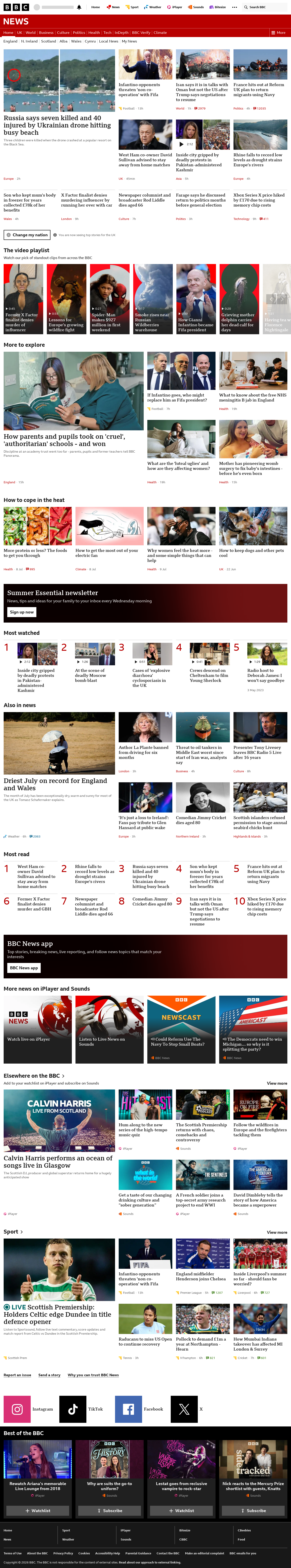 BBC News snapshot from Monday, 3 August 2026 at 22:00