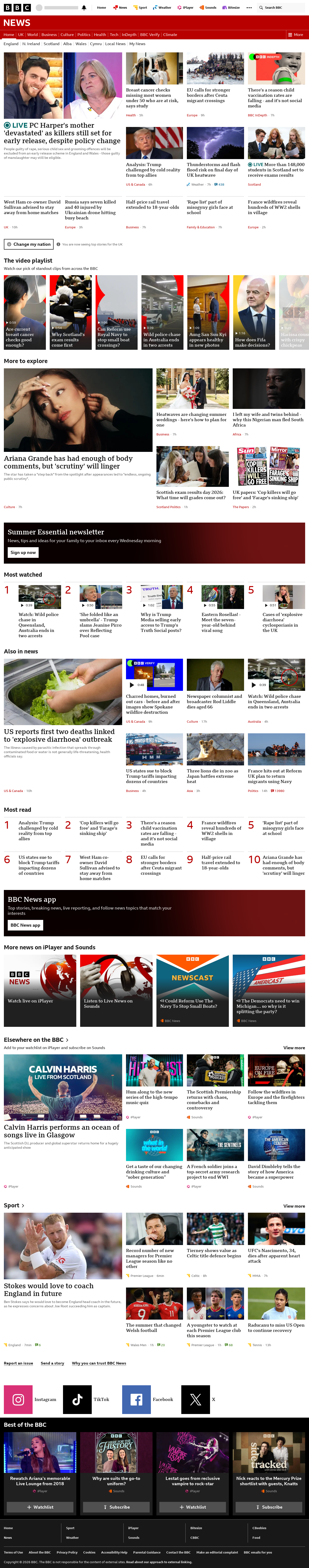 BBC News snapshot from Tuesday, 4 August 2026 at 08:00
