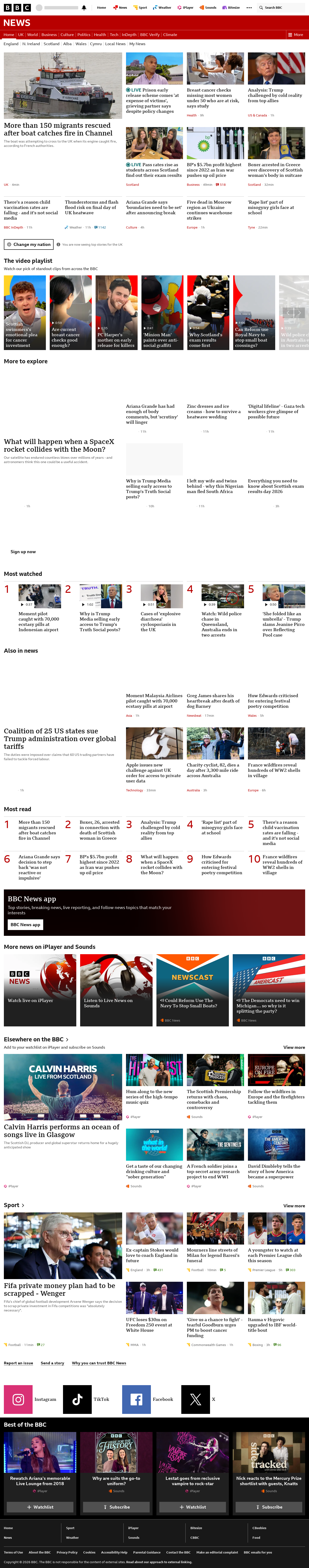 BBC News snapshot from Tuesday, 4 August 2026 at 12:00