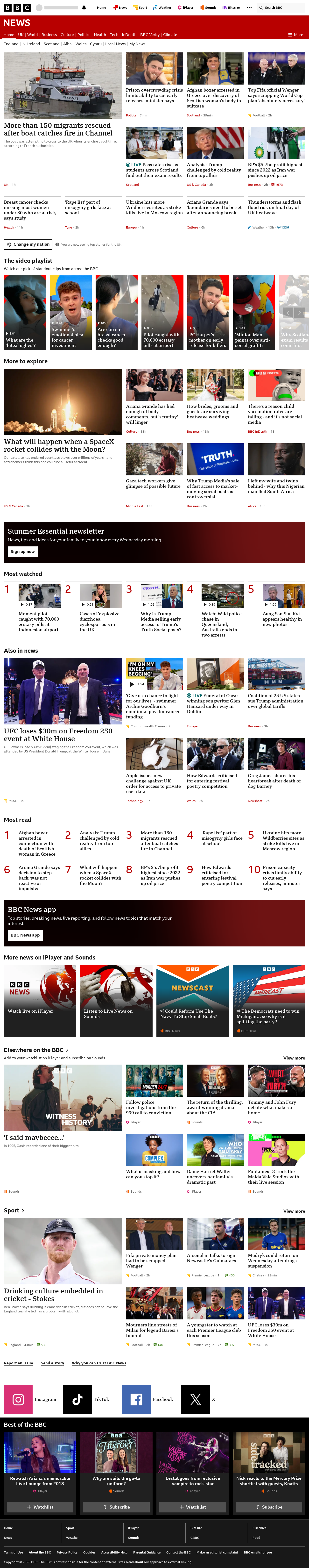 BBC News snapshot from Tuesday, 4 August 2026 at 14:00
