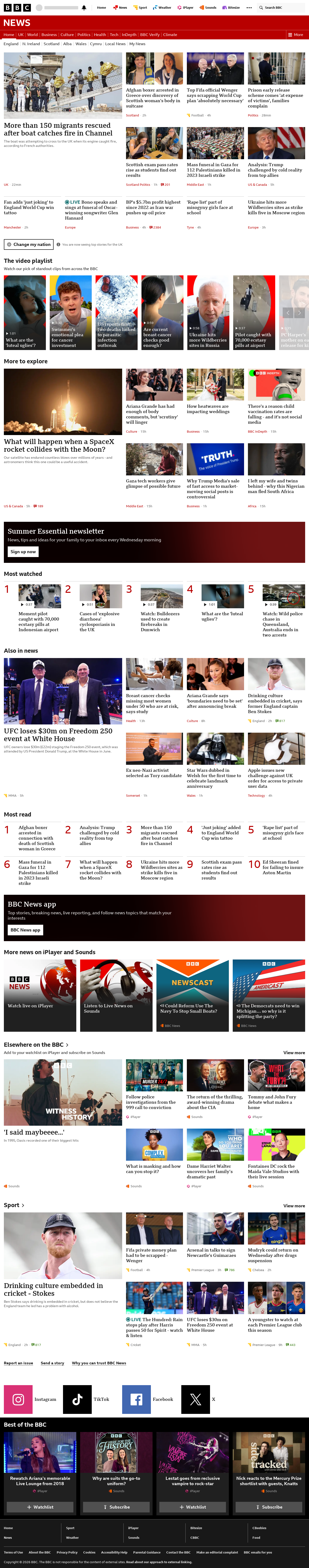 BBC News snapshot from Tuesday, 4 August 2026 at 16:00