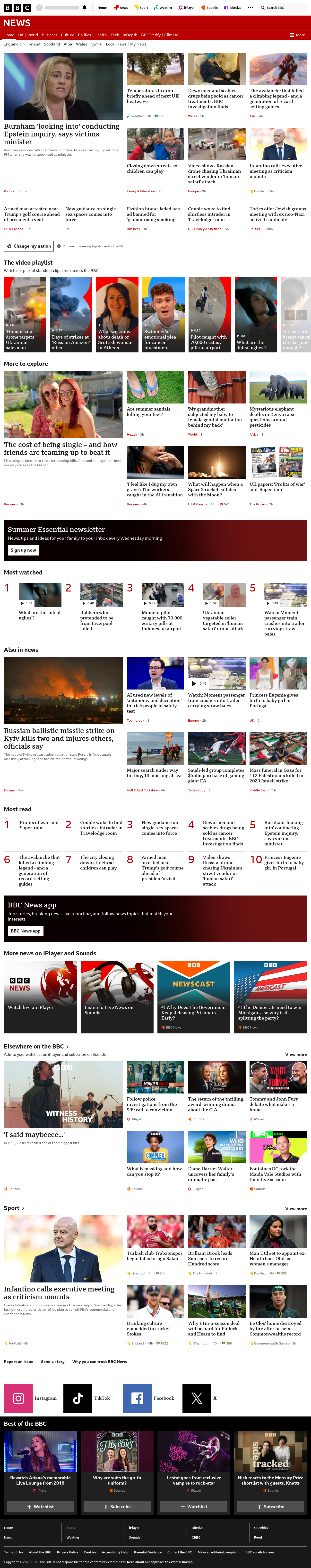 BBC News snapshot from Wednesday, 5 August 2026 at 04:00