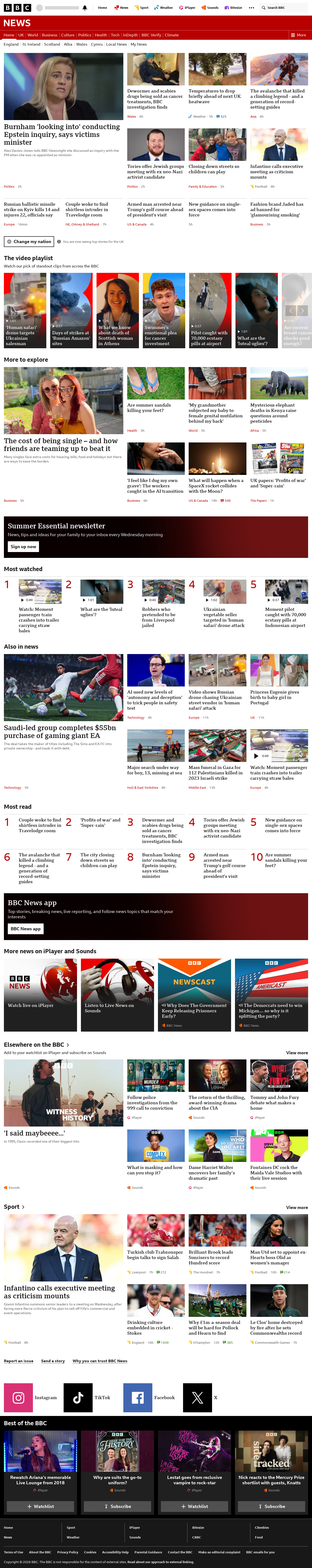 BBC News snapshot from Wednesday, 5 August 2026 at 06:00