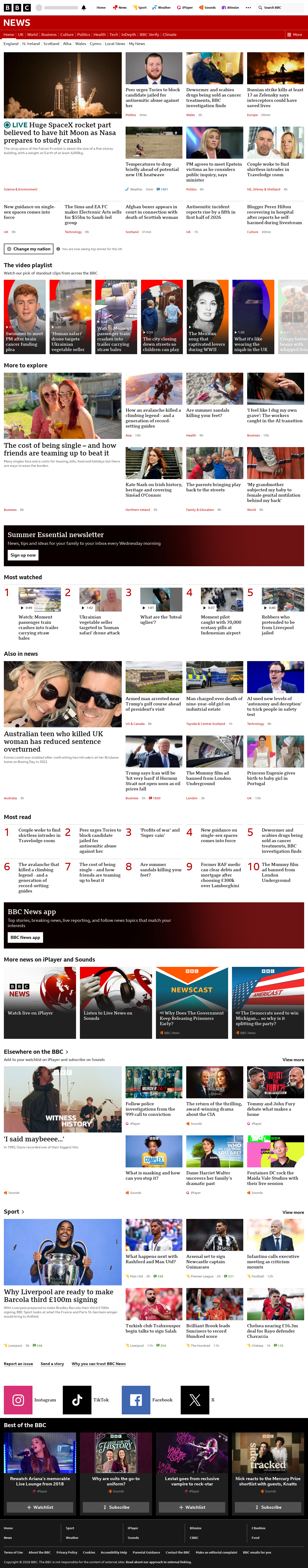 BBC News snapshot from Wednesday, 5 August 2026 at 10:00
