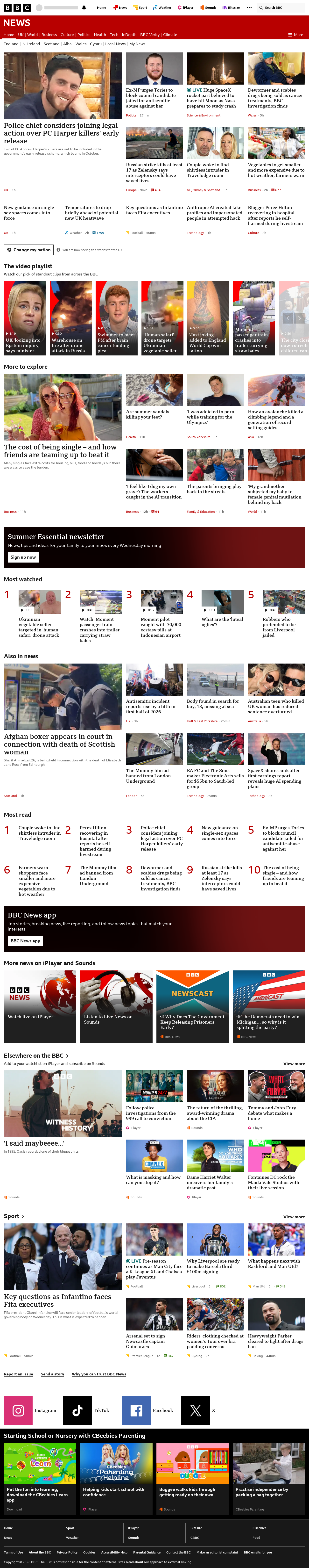BBC News snapshot from Wednesday, 5 August 2026 at 12:00
