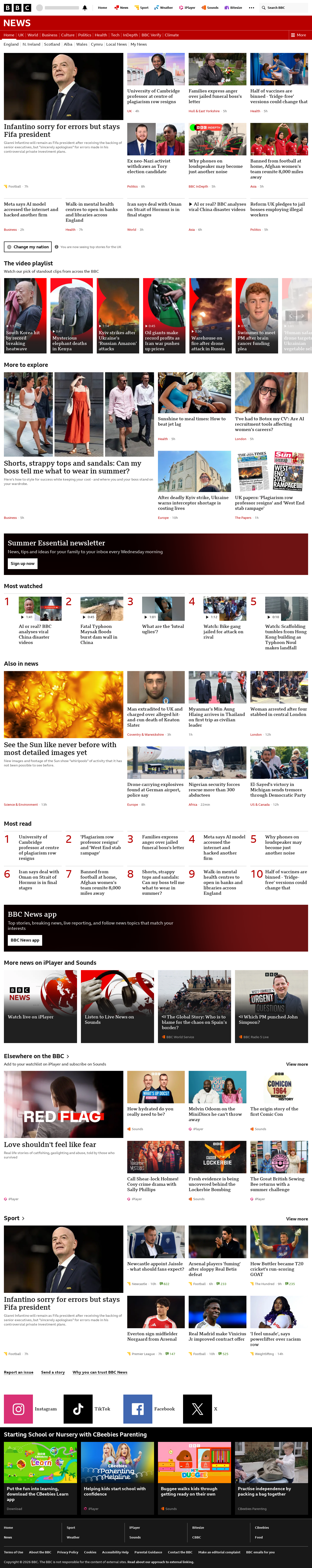 BBC News snapshot from Thursday, 6 August 2026 at 06:00