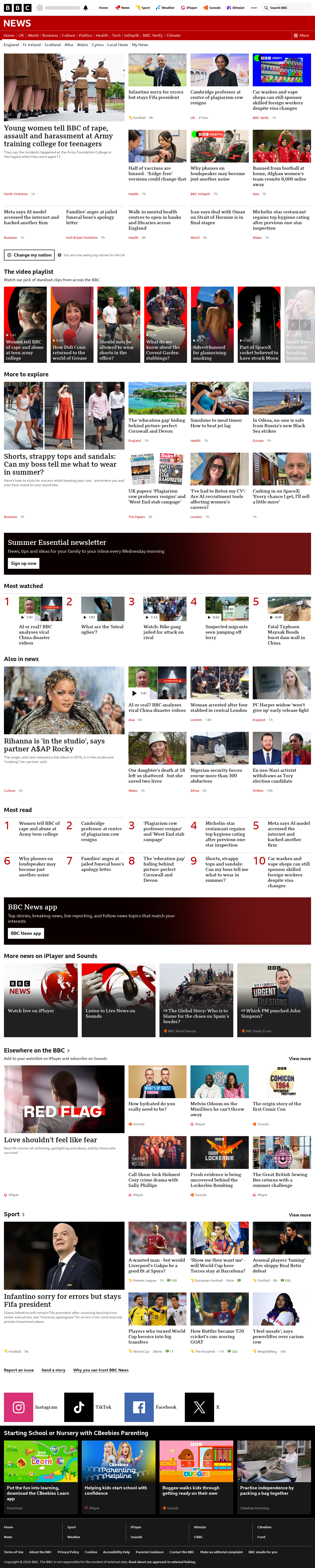 BBC News snapshot from Thursday, 6 August 2026 at 08:00