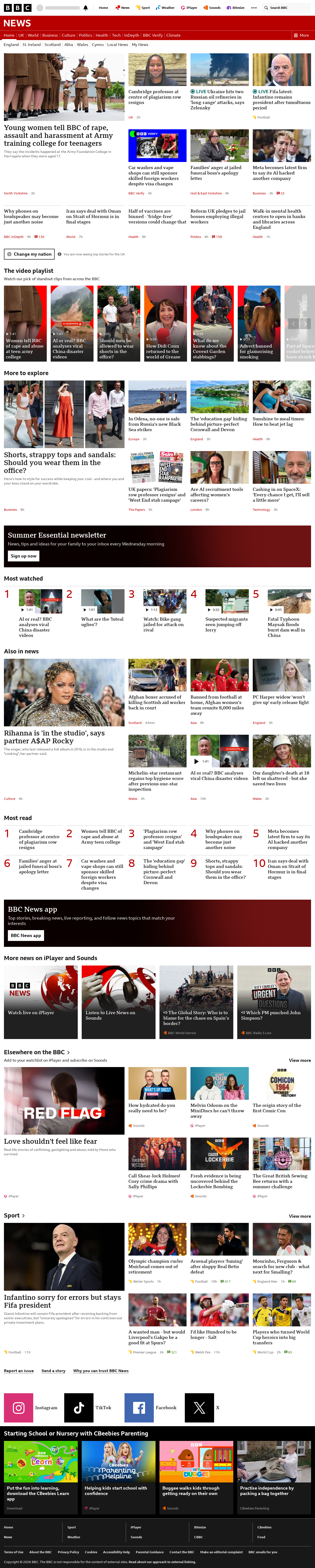 BBC News snapshot from Thursday, 6 August 2026 at 10:00