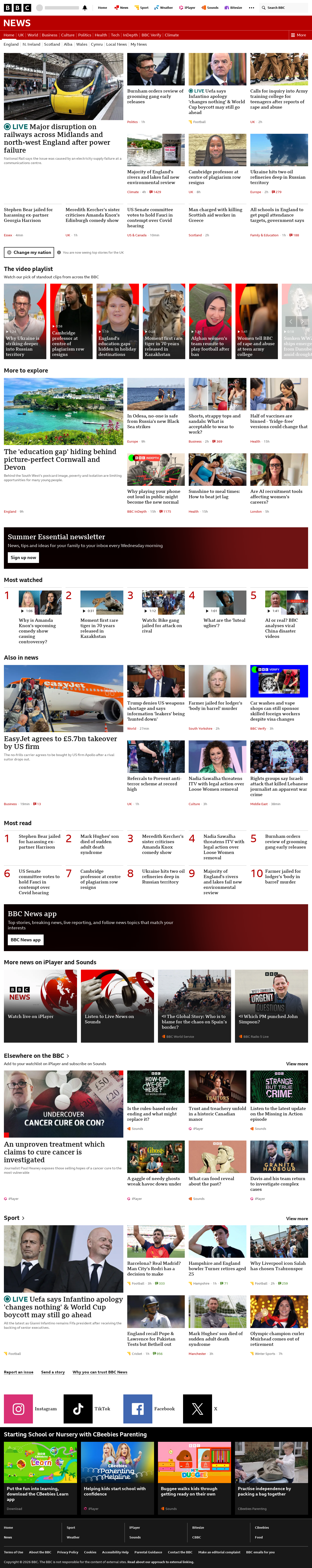 BBC News snapshot from Thursday, 6 August 2026 at 16:00