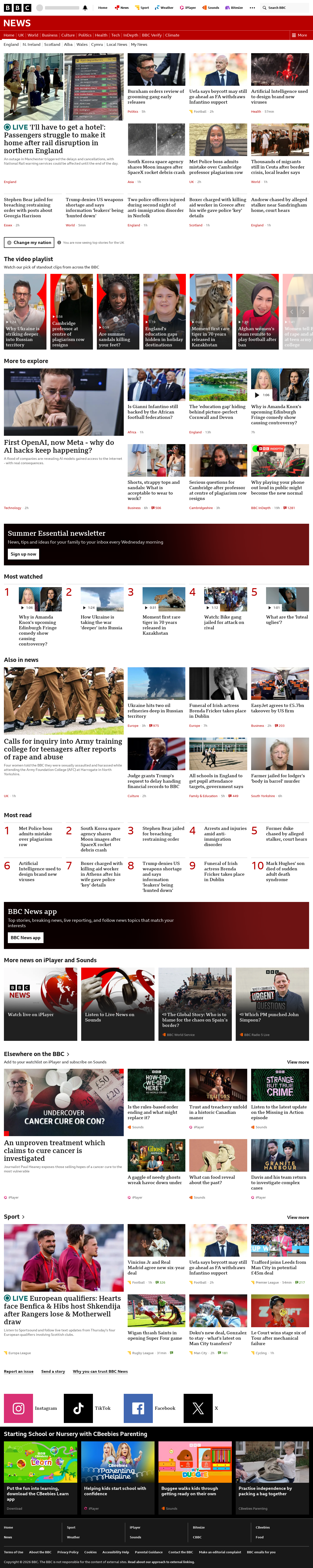 BBC News snapshot from Thursday, 6 August 2026 at 20:00