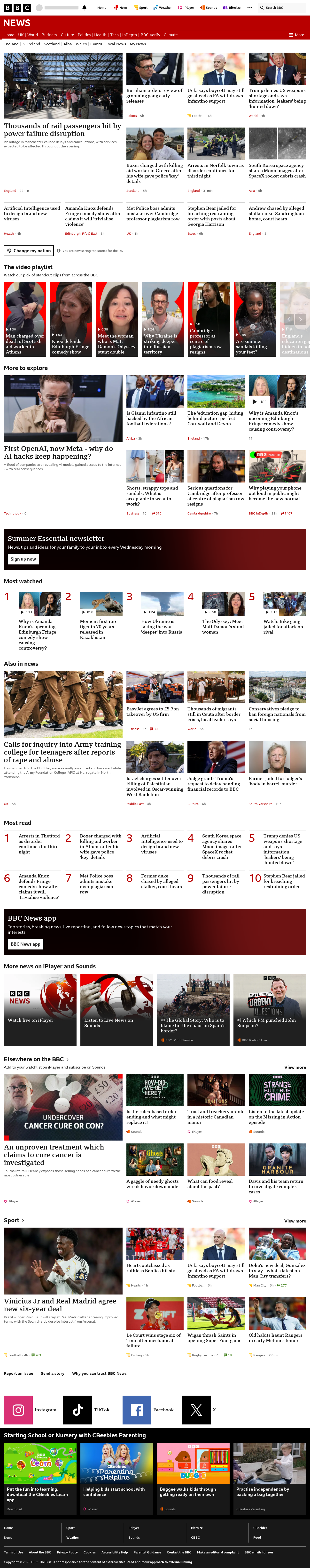 BBC News snapshot from Friday, 7 August 2026 at 00:00