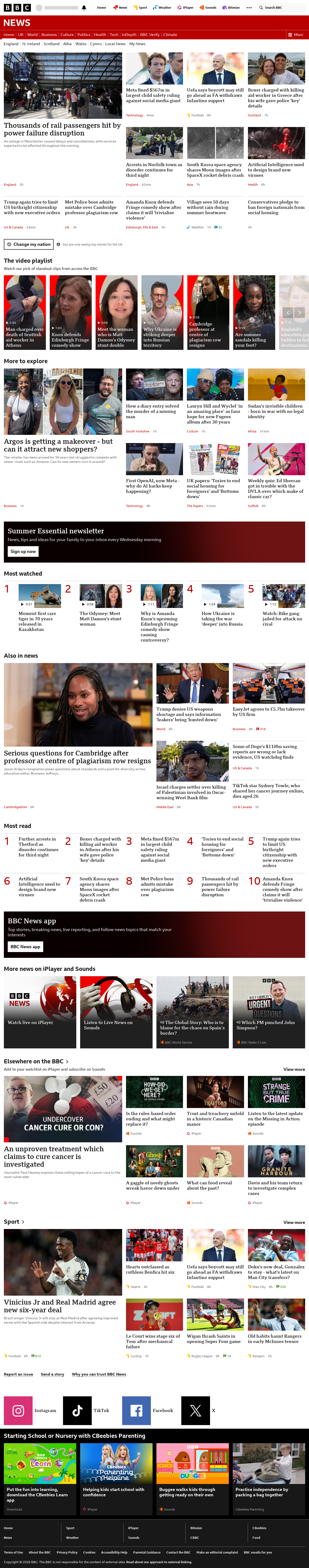BBC News snapshot from Friday, 7 August 2026 at 02:00
