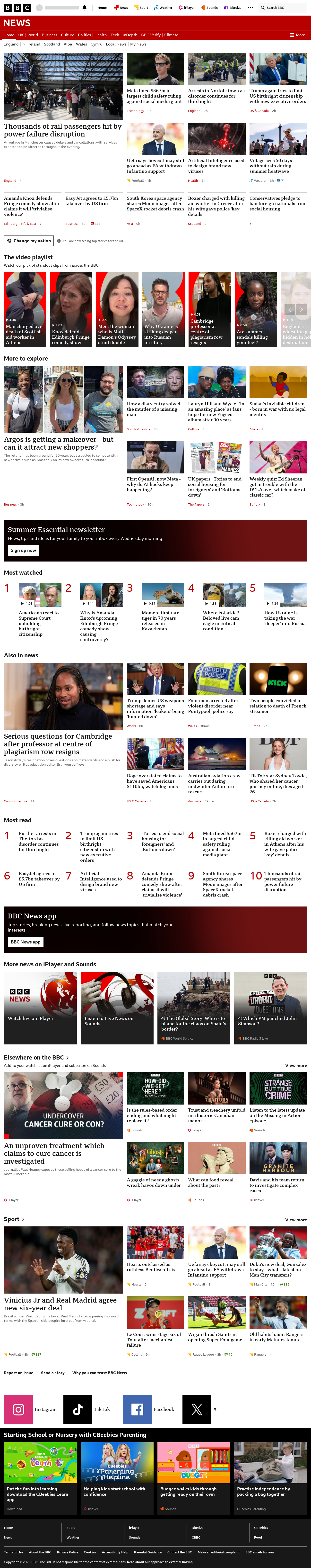 BBC News snapshot from Friday, 7 August 2026 at 04:00