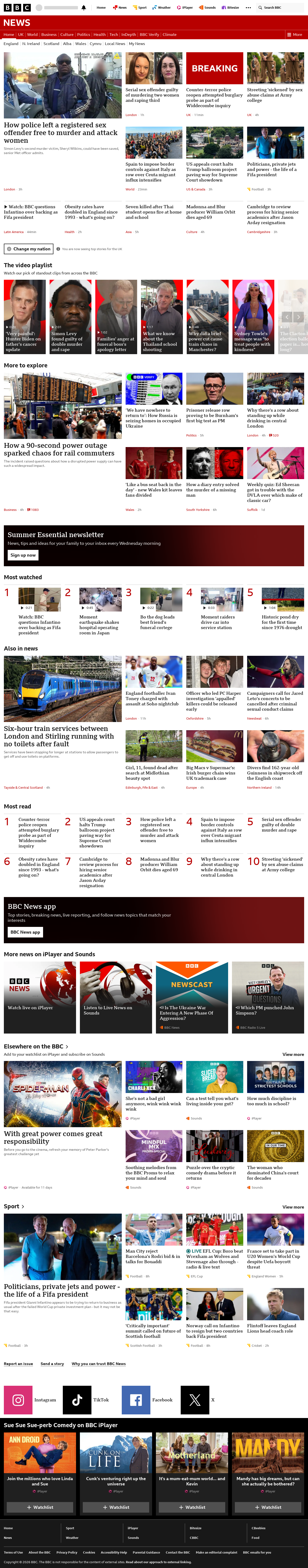 BBC News snapshot from Friday, 7 August 2026 at 22:00