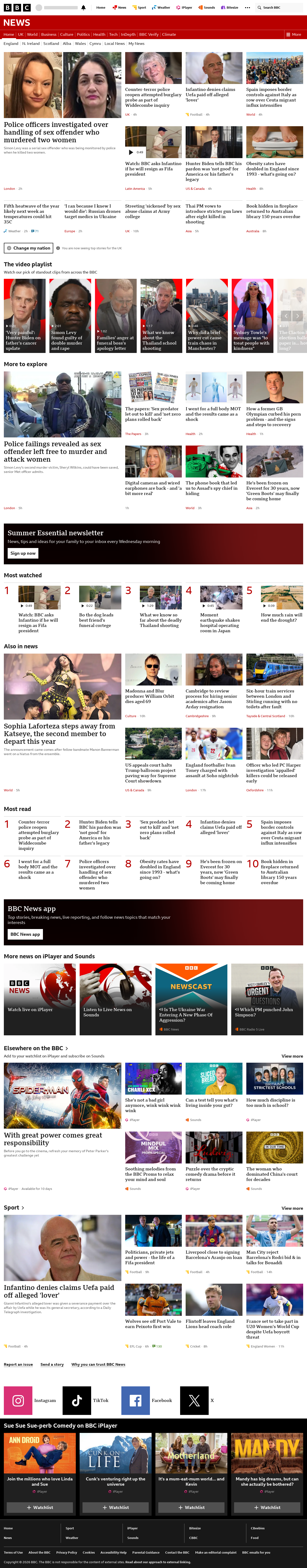 BBC News snapshot from Saturday, 8 August 2026 at 04:00