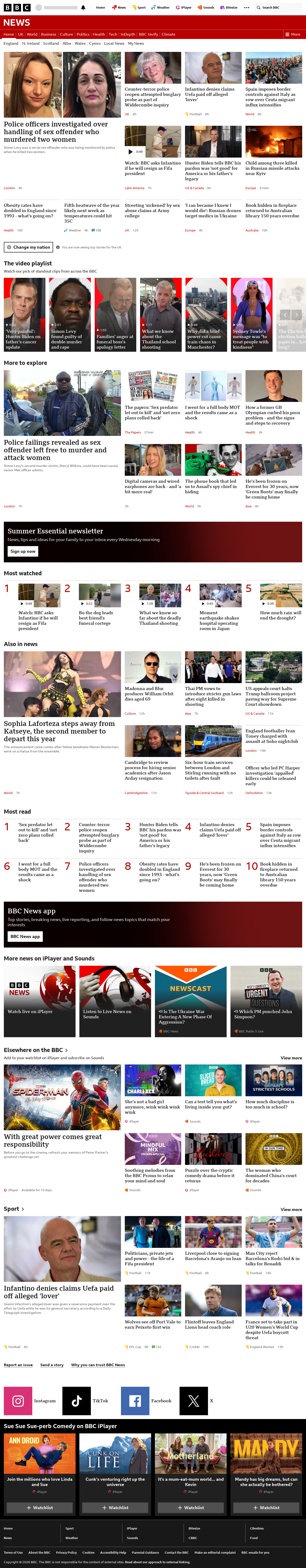 BBC News snapshot from Saturday, 8 August 2026 at 06:00