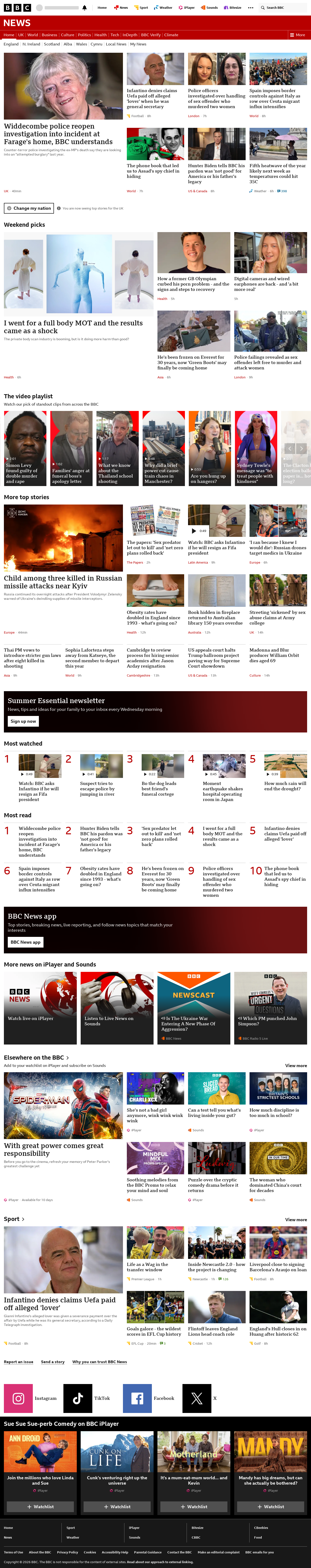 BBC News snapshot from Saturday, 8 August 2026 at 08:00