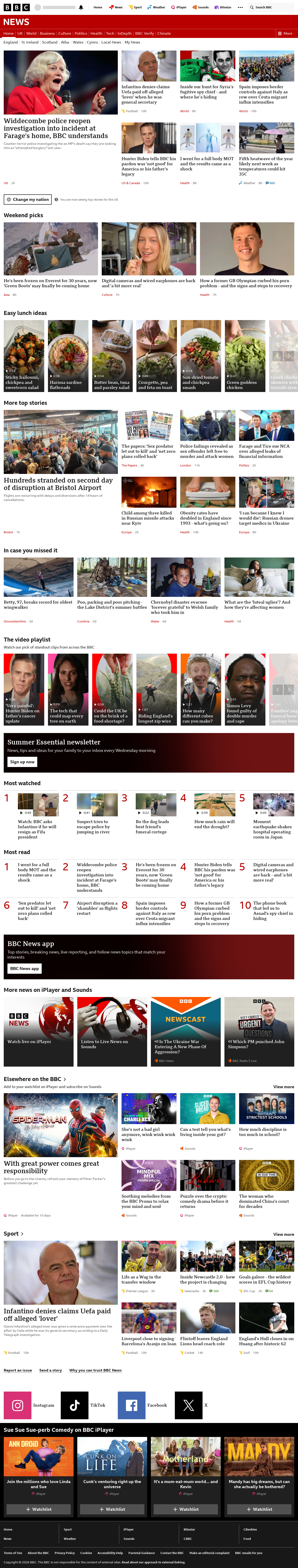 BBC News snapshot from Saturday, 8 August 2026 at 10:00