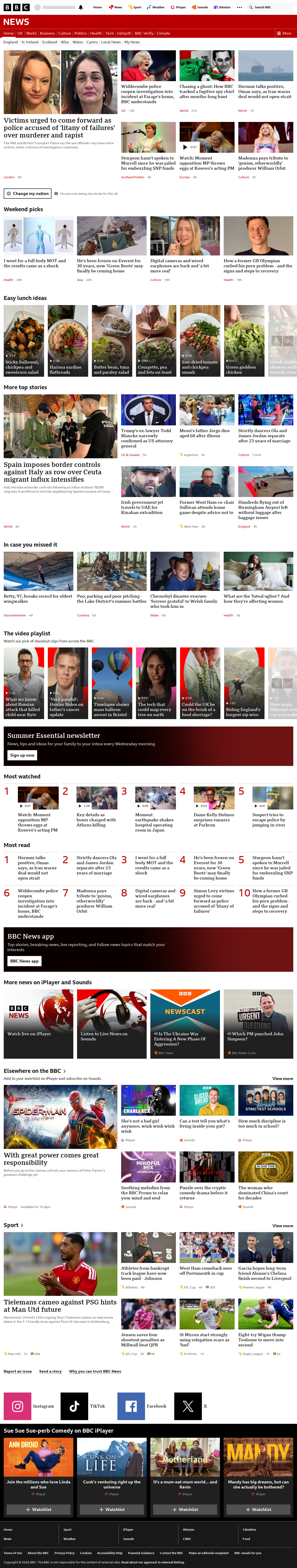 BBC News snapshot from Saturday, 8 August 2026 at 22:00