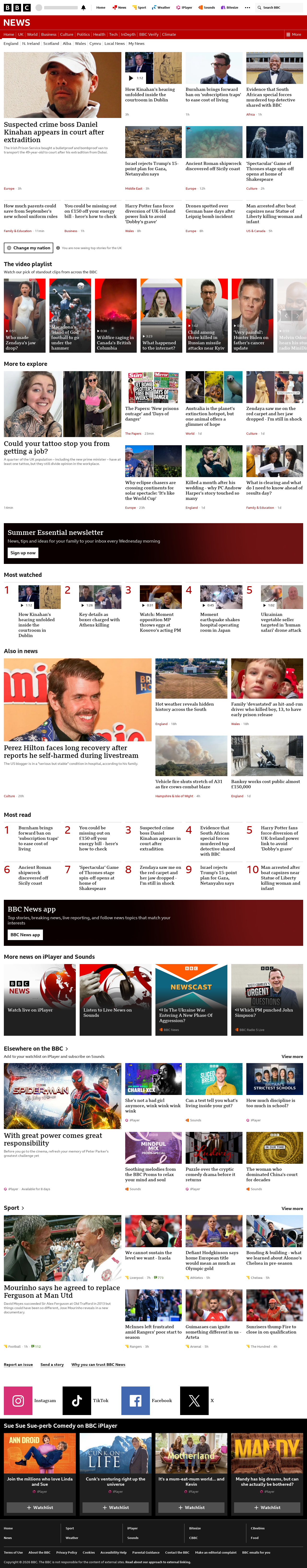 BBC News snapshot from Monday, 10 August 2026 at 02:00