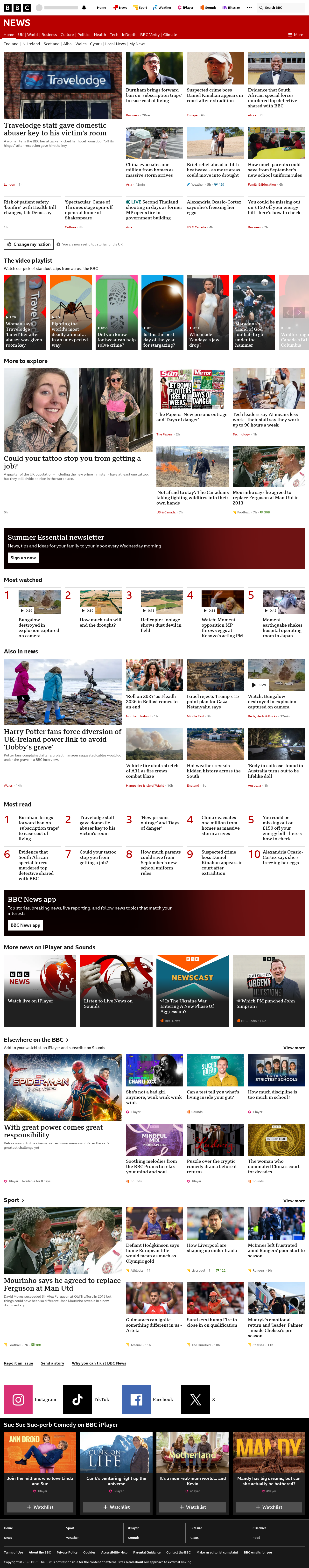 BBC News snapshot from Monday, 10 August 2026 at 08:00