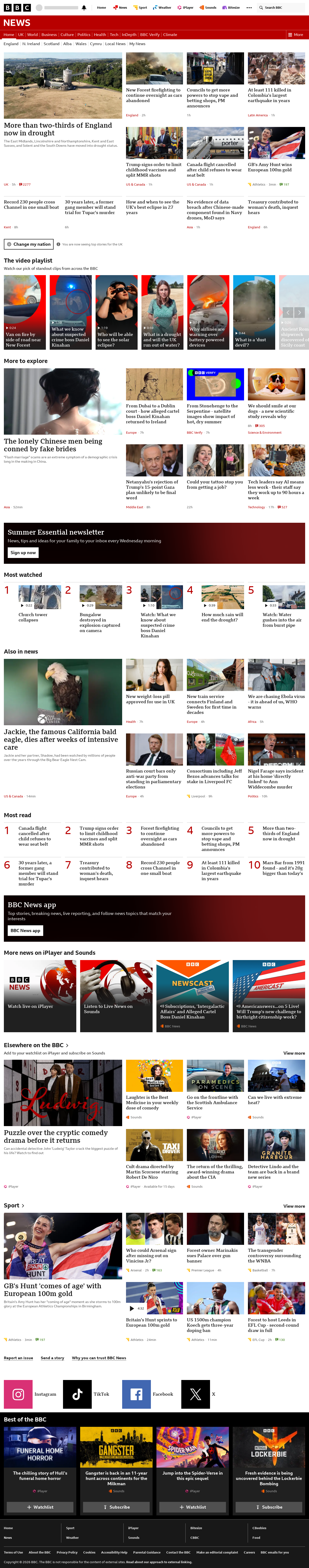 BBC News snapshot from Tuesday, 11 August 2026 at 00:00