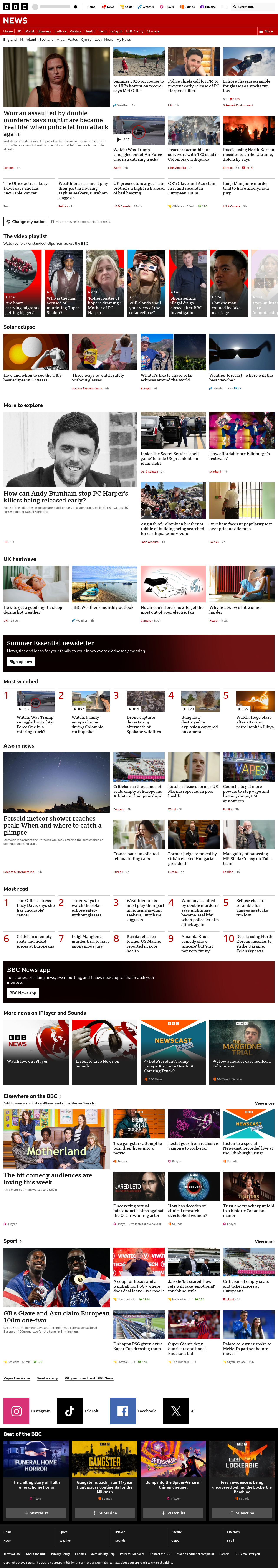BBC News snapshot from Wednesday, 12 August 2026 at 00:00