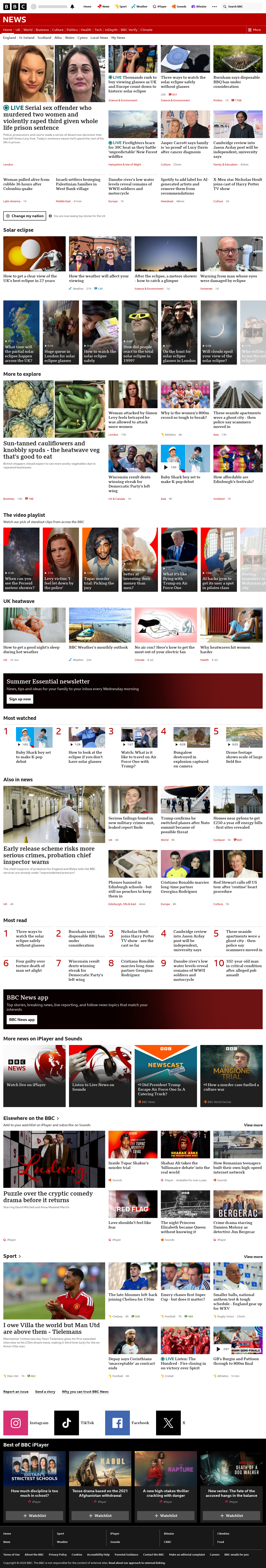 BBC News snapshot from Wednesday, 12 August 2026 at 14:00
