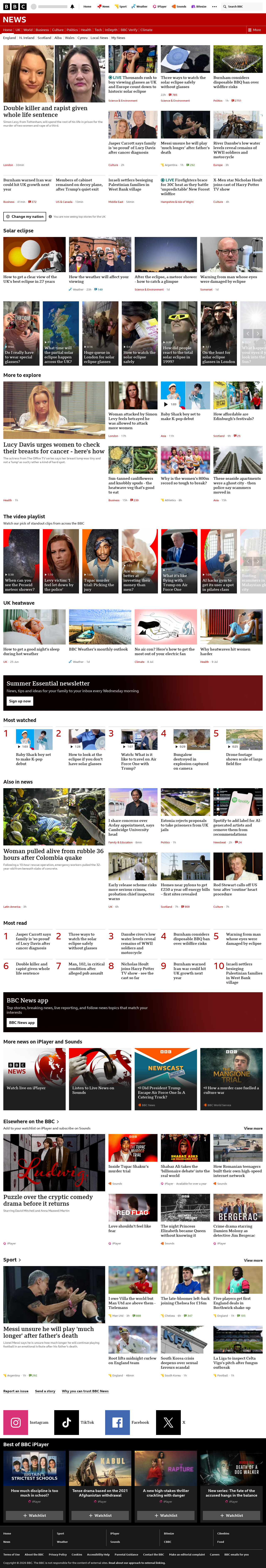 BBC News snapshot from Wednesday, 12 August 2026 at 16:00