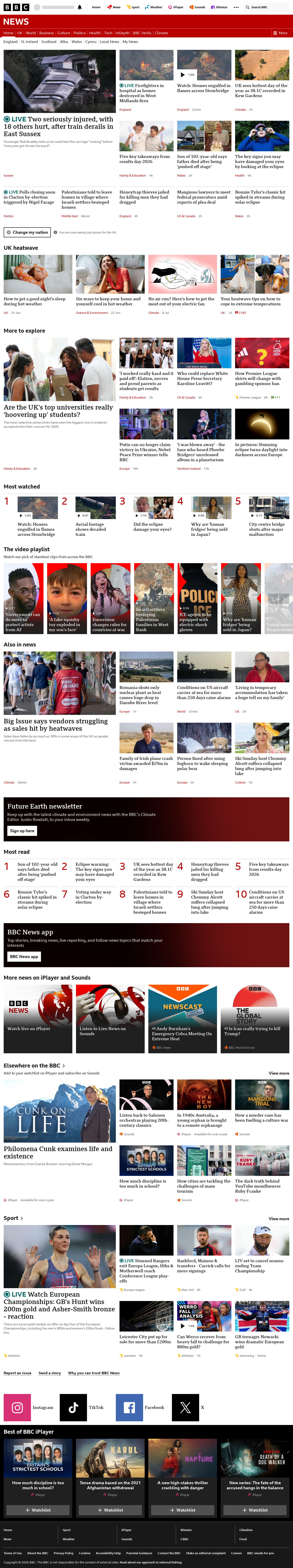 BBC News snapshot from Thursday, 13 August 2026 at 22:00