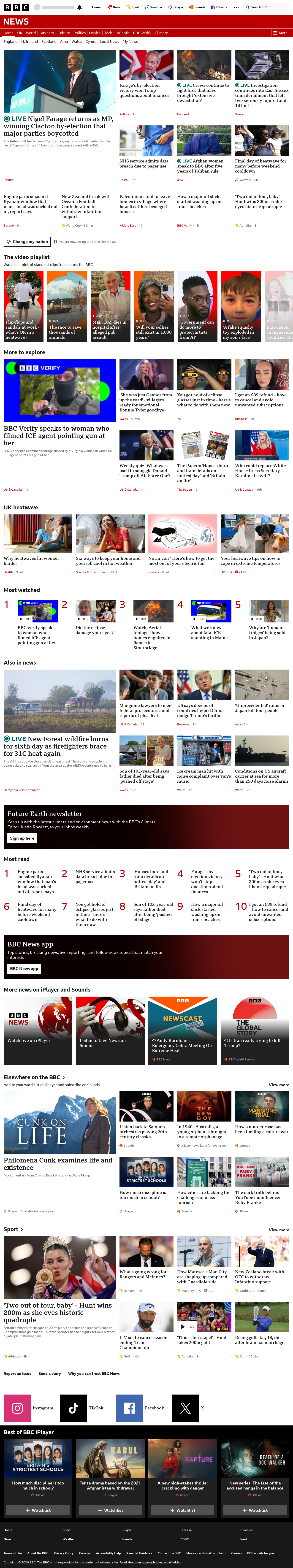 BBC News snapshot from Friday, 14 August 2026 at 08:00