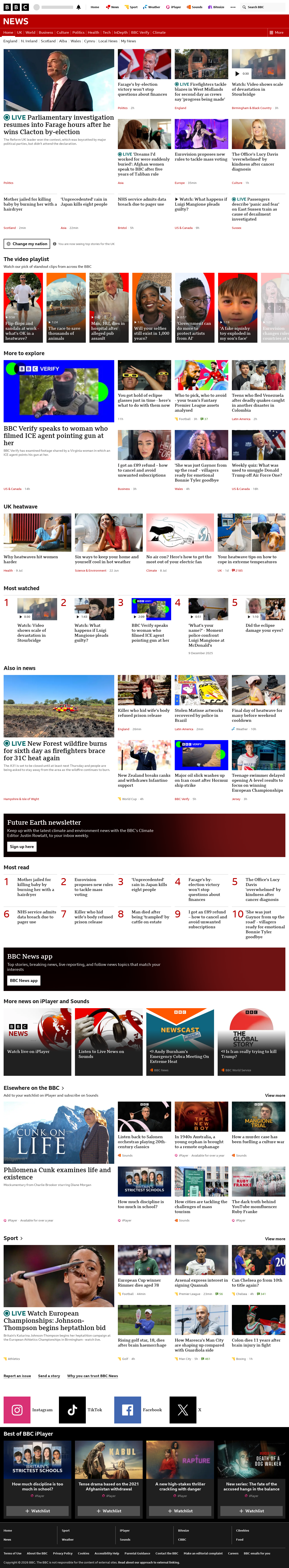 BBC News snapshot from Friday, 14 August 2026 at 12:00