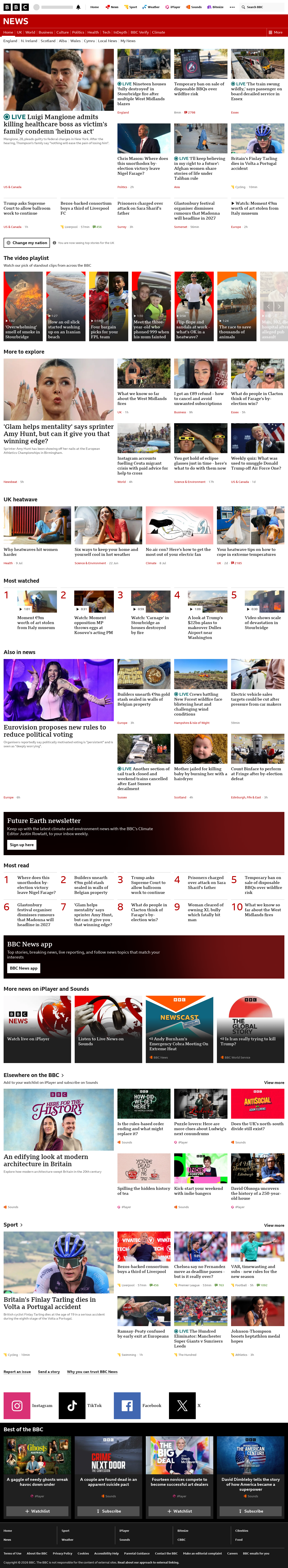 BBC News snapshot from Friday, 14 August 2026 at 18:00