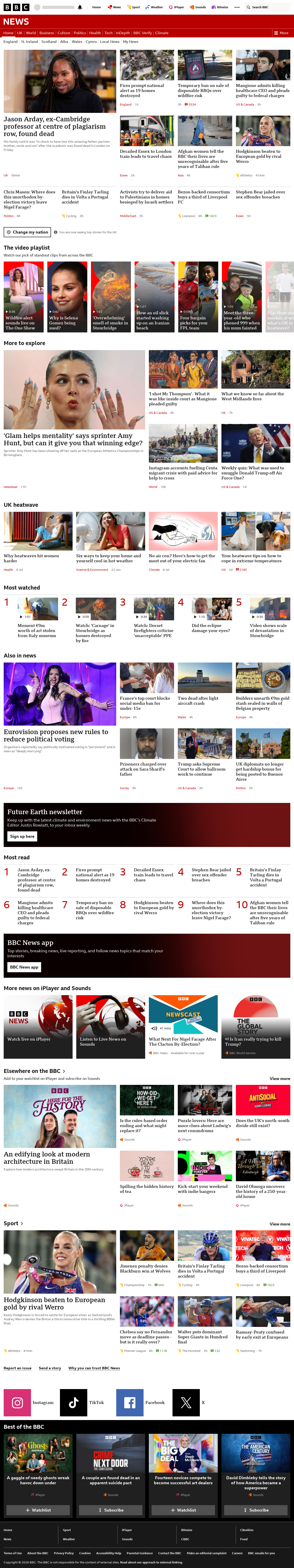 BBC News snapshot from Saturday, 15 August 2026 at 00:00