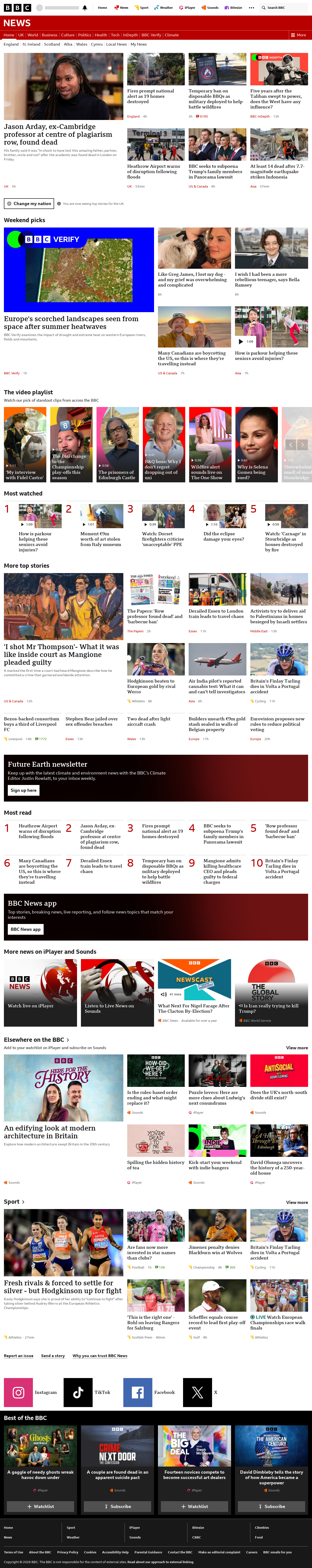 BBC News snapshot from Saturday, 15 August 2026 at 08:00