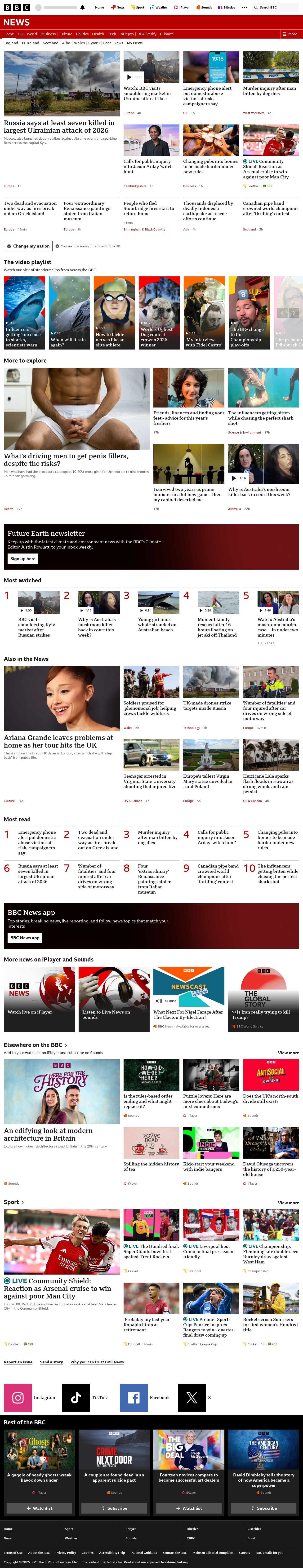 BBC News snapshot from Sunday, 16 August 2026 at 18:00